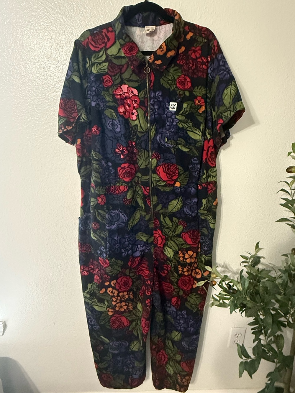 Lucy & Yak Organic Cotton Floral Zip Front Jumpsuit US 20